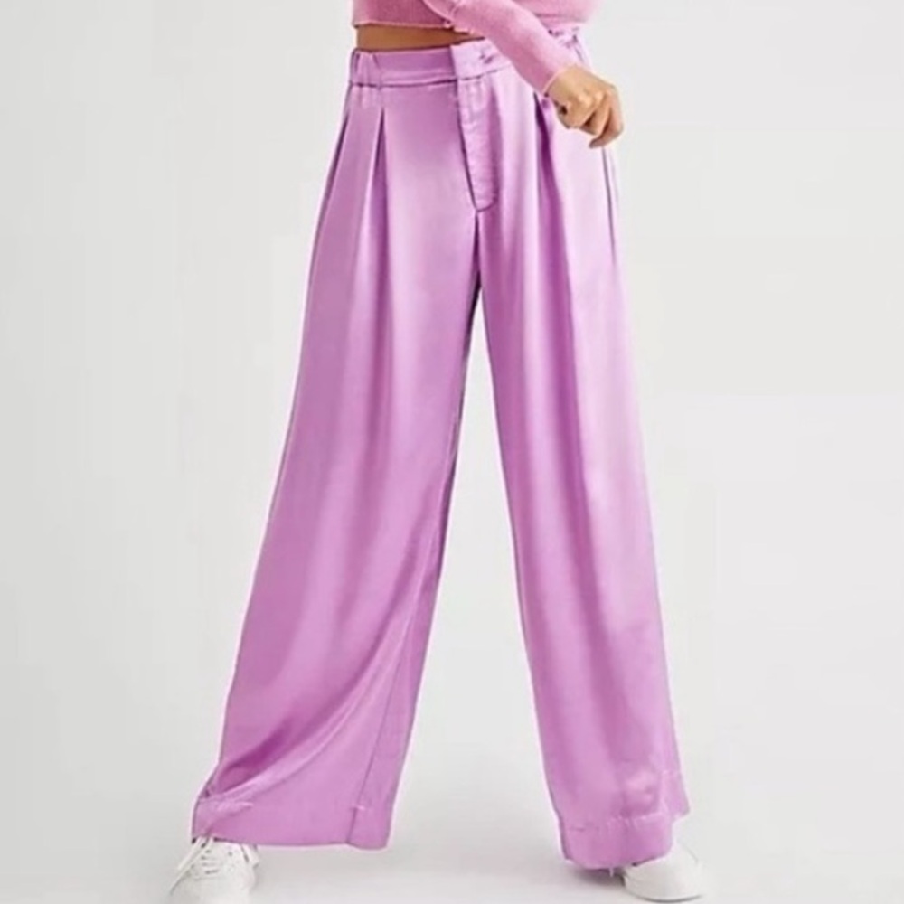 Free People Good Days Satin Trousers Purple Medium Festival Party Going Out
